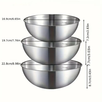 3pcs Stainless Steel Mixing Bowl Set