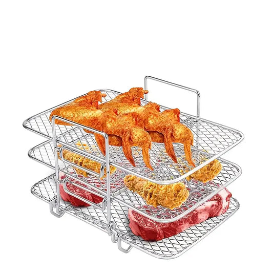 Heavy-Duty Commercial & Home Air Fryer Grill - 304 Stainless Steel Multi-Layer Rack