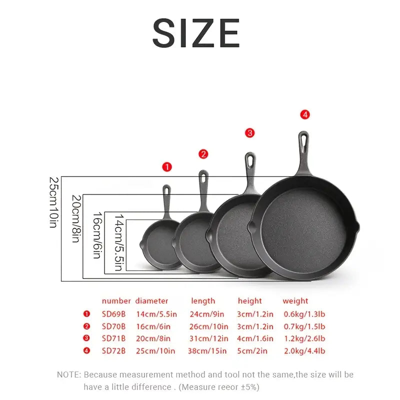 4pcs Cast Iron Skillet Set