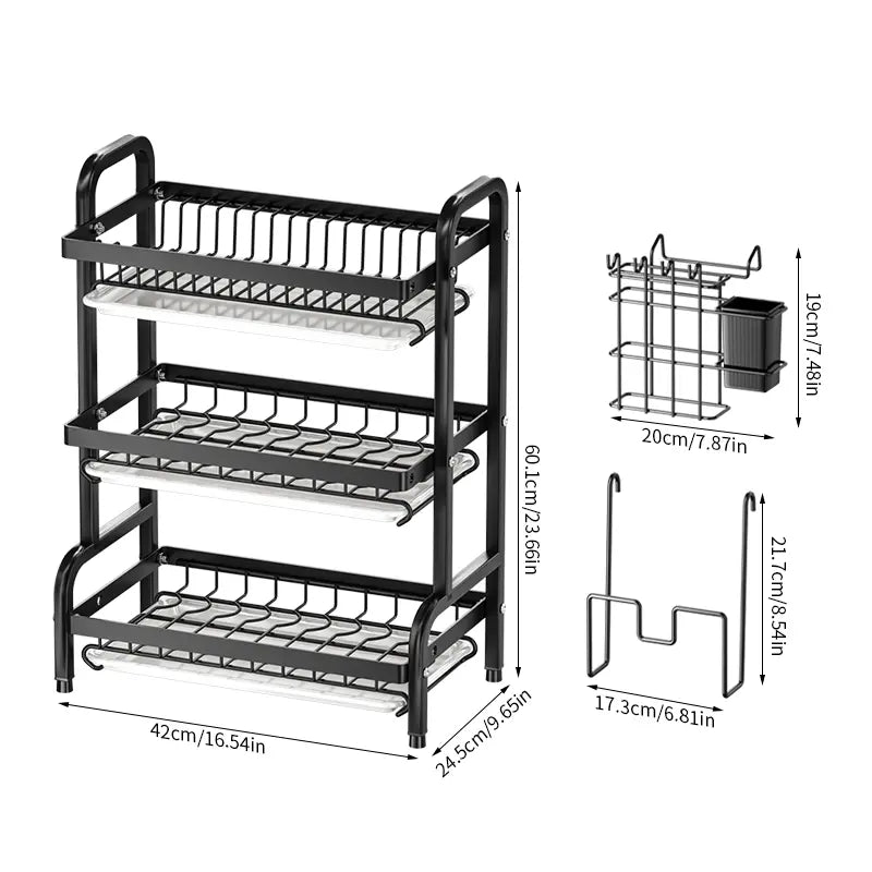 Large 3-Tier Heavy-Duty Iron Kitchen with Multi-Tier Shelving