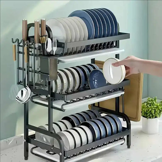 Large 3-Tier Heavy-Duty Iron Kitchen with Multi-Tier Shelving