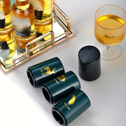 Magnetic Automatic Beer Bottle Opener with Press Lid & Corkscrew Tool