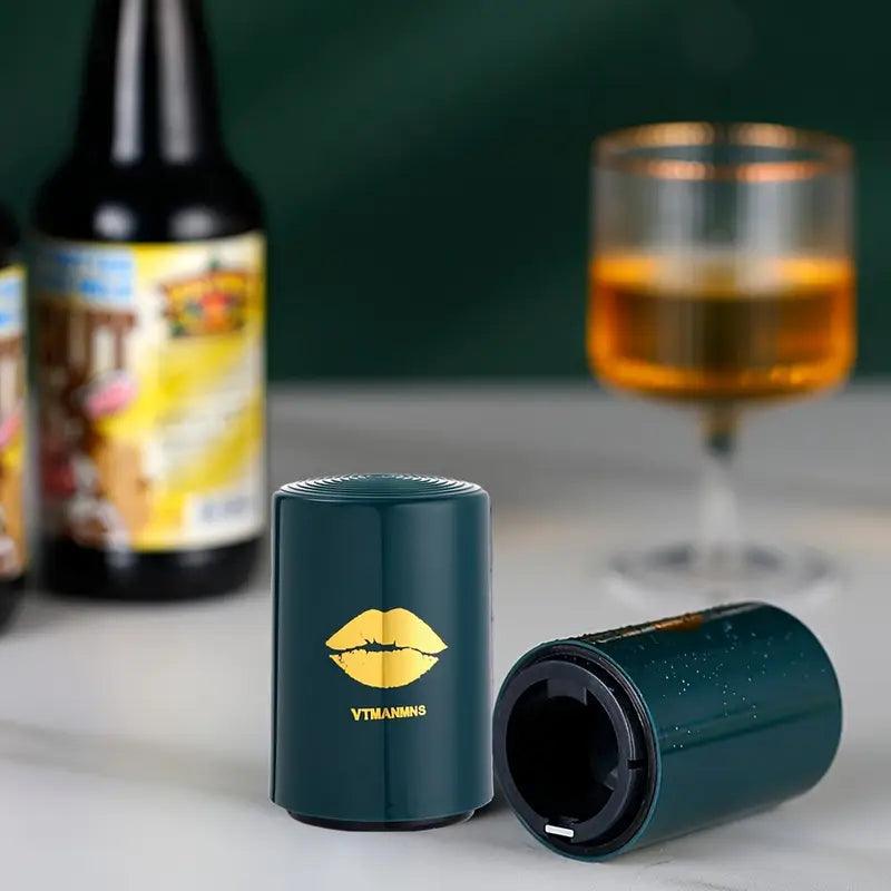 Magnetic Automatic Beer Bottle Opener with Press Lid & Corkscrew Tool