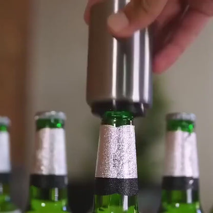 Magnetic Automatic Beer Bottle Opener with Press Lid & Corkscrew Tool