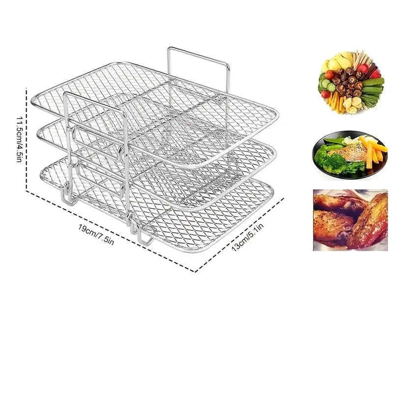 Heavy-Duty Commercial & Home Air Fryer Grill - 304 Stainless Steel Multi-Layer Rack