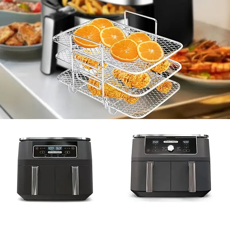 Heavy-Duty Commercial & Home Air Fryer Grill - 304 Stainless Steel Multi-Layer Rack