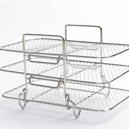 Heavy-Duty Commercial & Home Air Fryer Grill - 304 Stainless Steel Multi-Layer Rack